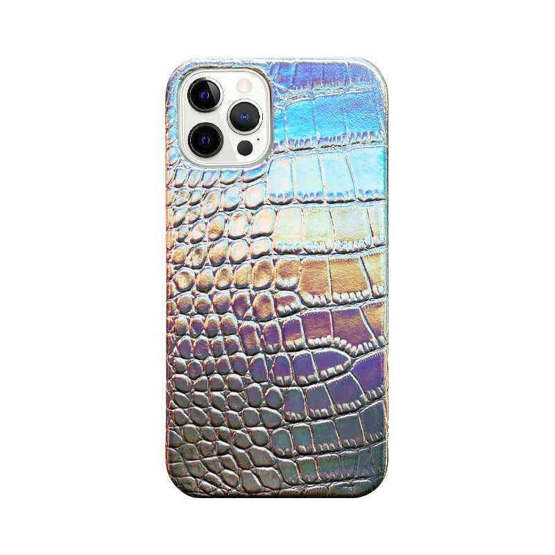 Laser Silver Crocodile Pattern iPhone Case - Kasy Case