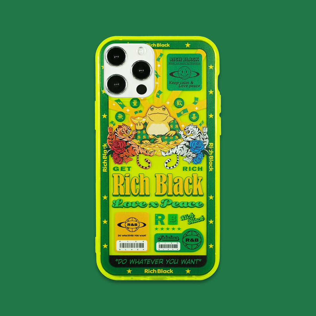 Vaporwave Fluorescent Green Fortune Frog iPhone Case - Kasy Case