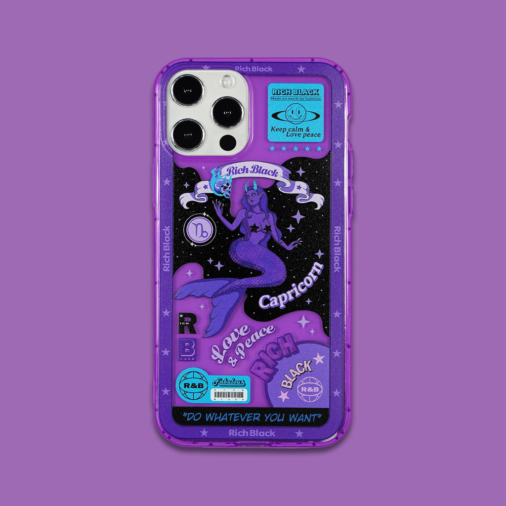 Vaporwave Fluorescent Purple Capricorn iPhone Case - Kasy Case