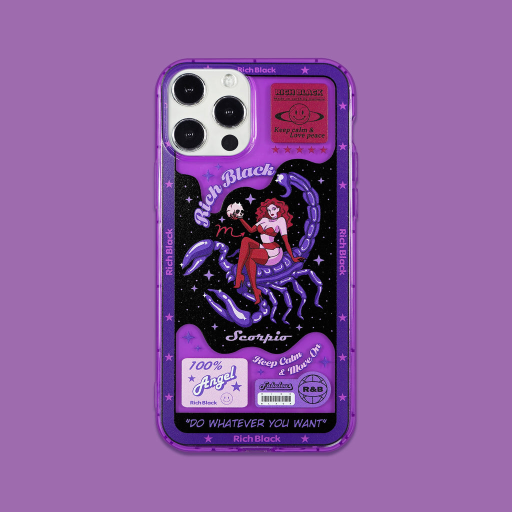 Vaporwave Fluorescent Purple Scorpio iPhone Case - Kasy Case