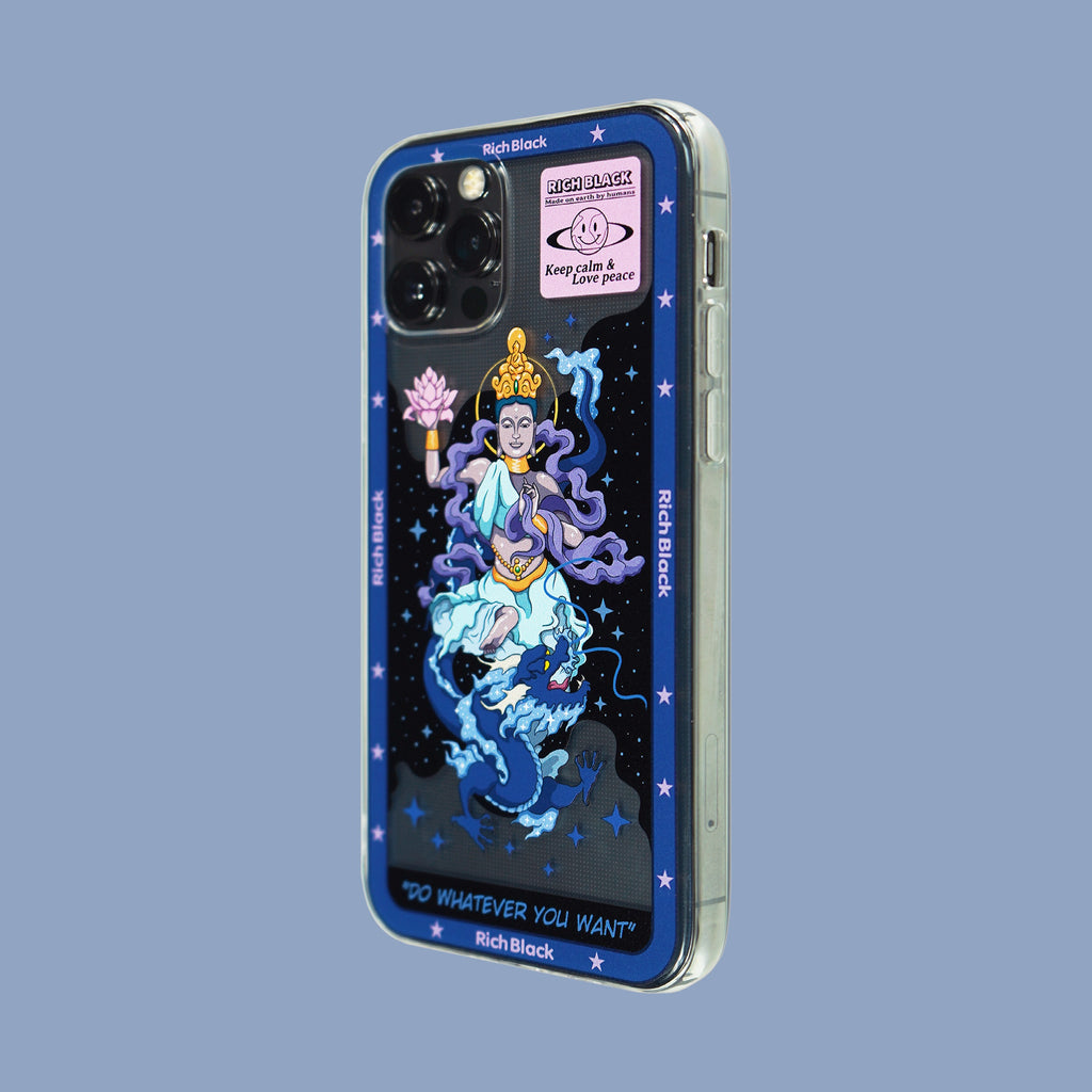 Vaporwave Fluorescent Blue Holy Buddha iPhone Case - Kasy Case
