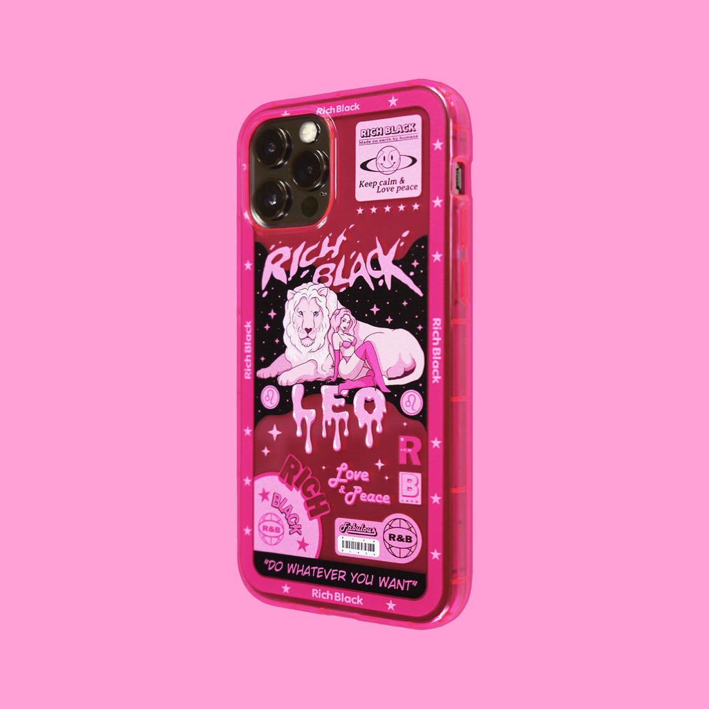 Vaporwave Fluorescent Pink Leo iPhone Case - Kasy Case