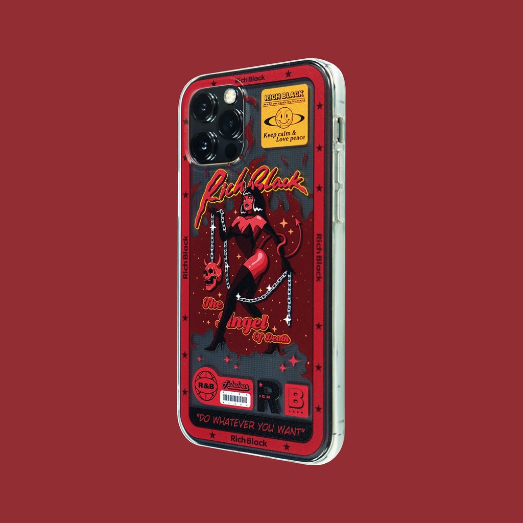 Vaporwave Fluorescent Red Skeleton Meteor Hammer iPhone Case - Kasy Case