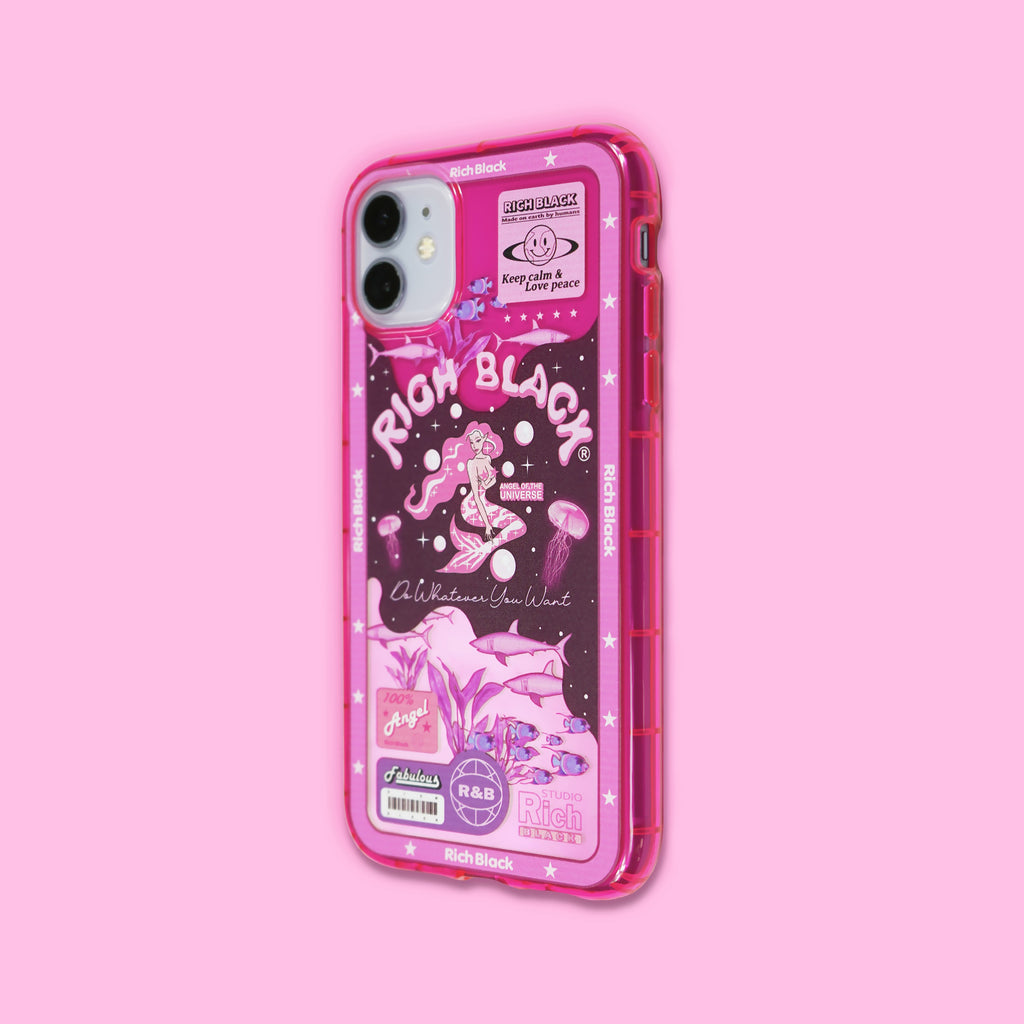 Vaporwave Fluorescent Pink Mermaid iPhone Case - Kasy Case