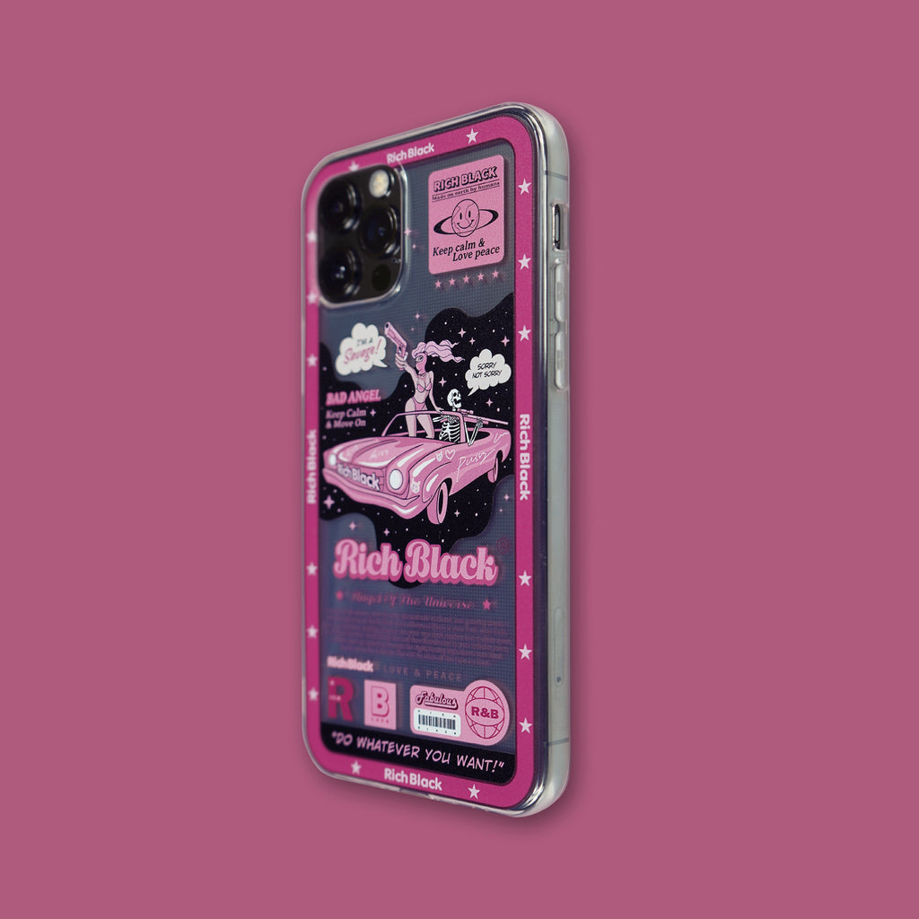 Vaporwave Fluorescent Pink Sports Car Savage Sweetheart iPhone Case - Kasy Case