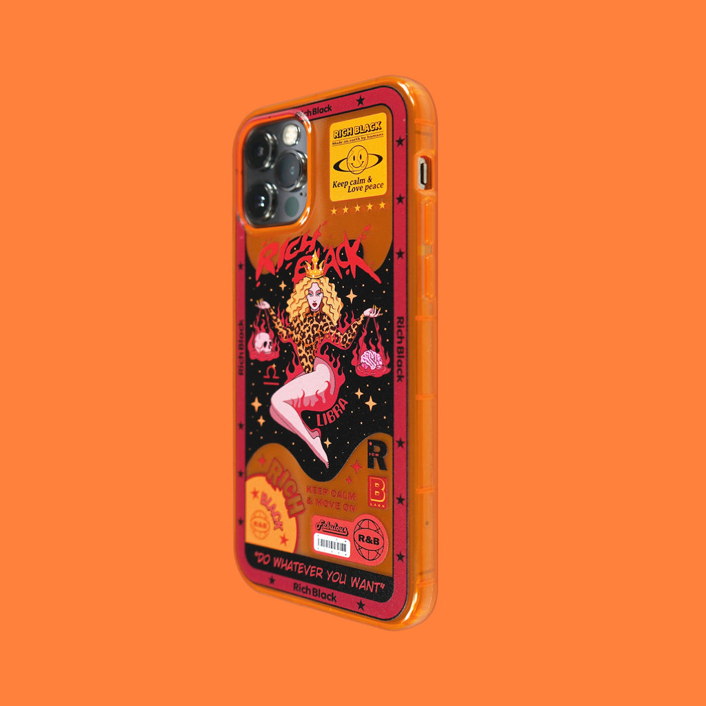 Vaporwave Fluorescent Orange Libra iPhone Case - Kasy Case