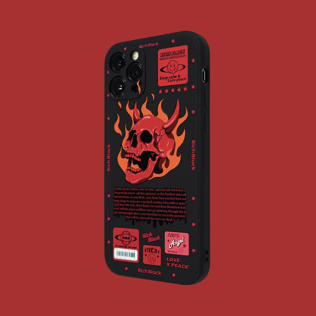 Vaporwave Red Flame Skull iPhone Case - Kasy Case