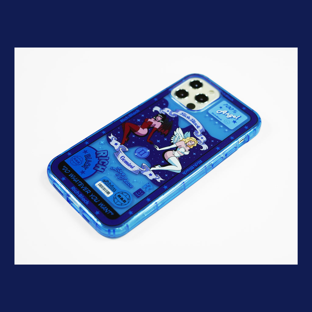 Vaporwave Fluorescent Blue Gemini iPhone Case - Kasy Case