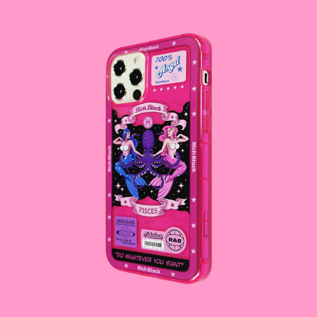 Vaporwave Fluorescent Pink Pisces iPhone Case - Kasy Case