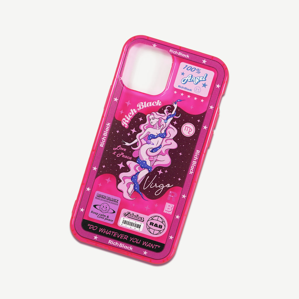Vaporwave Fluorescent Pink Virgo iPhone Case - Kasy Case