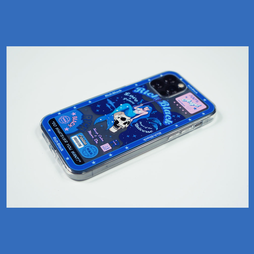 Vaporwave Fluorescent Blue Mermaid Warrior iPhone Case - Kasy Case