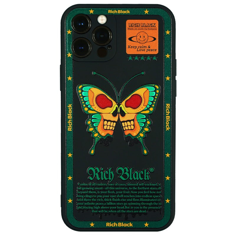 Vaporwave Dark Skull Butterfly iPhone Case - Kasy Case
