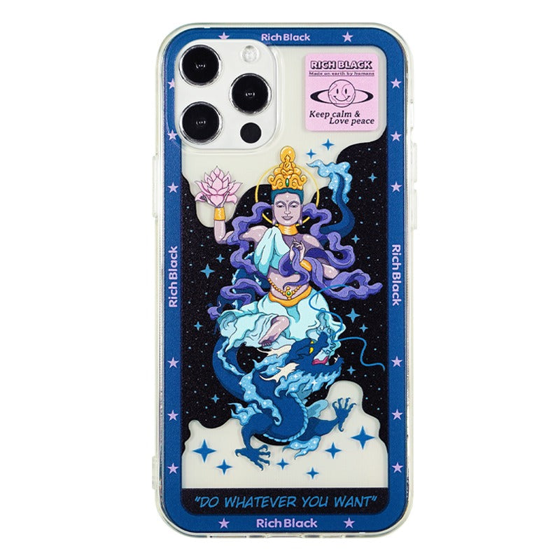 Vaporwave Fluorescent Blue Holy Buddha iPhone Case - Kasy Case