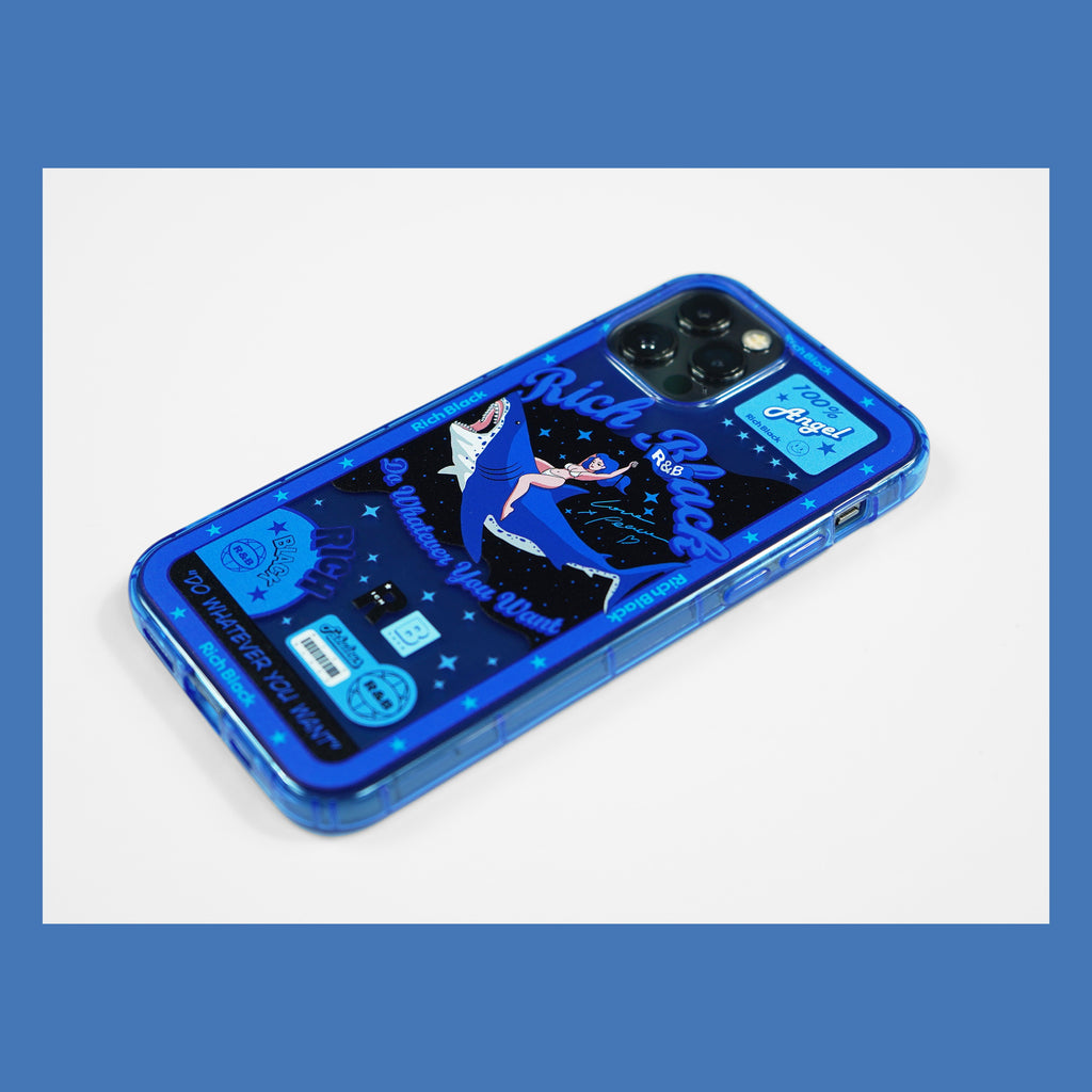 Vaporwave Fluorescent Blue Princess Shark iPhone Case - Kasy Case