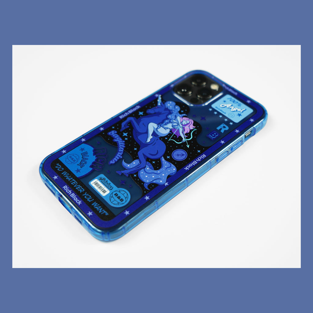 Vaporwave Fluorescent Blue Sagittarius iPhone Case - Kasy Case