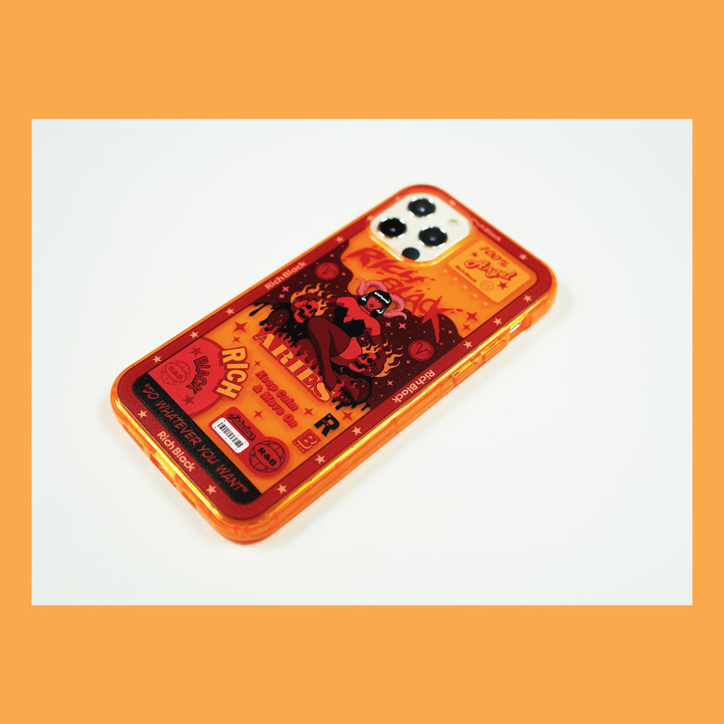 Vaporwave Fluorescent Orange Aries iPhone Case - Kasy Case