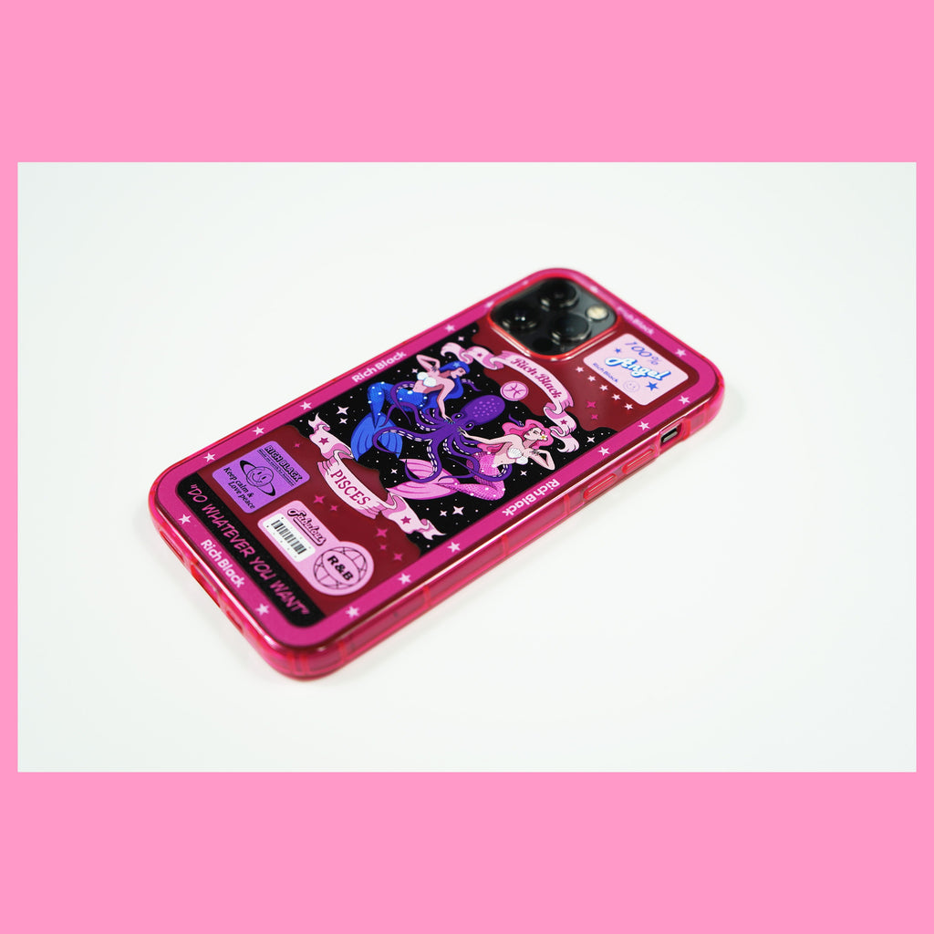 Vaporwave Fluorescent Pink Pisces iPhone Case - Kasy Case