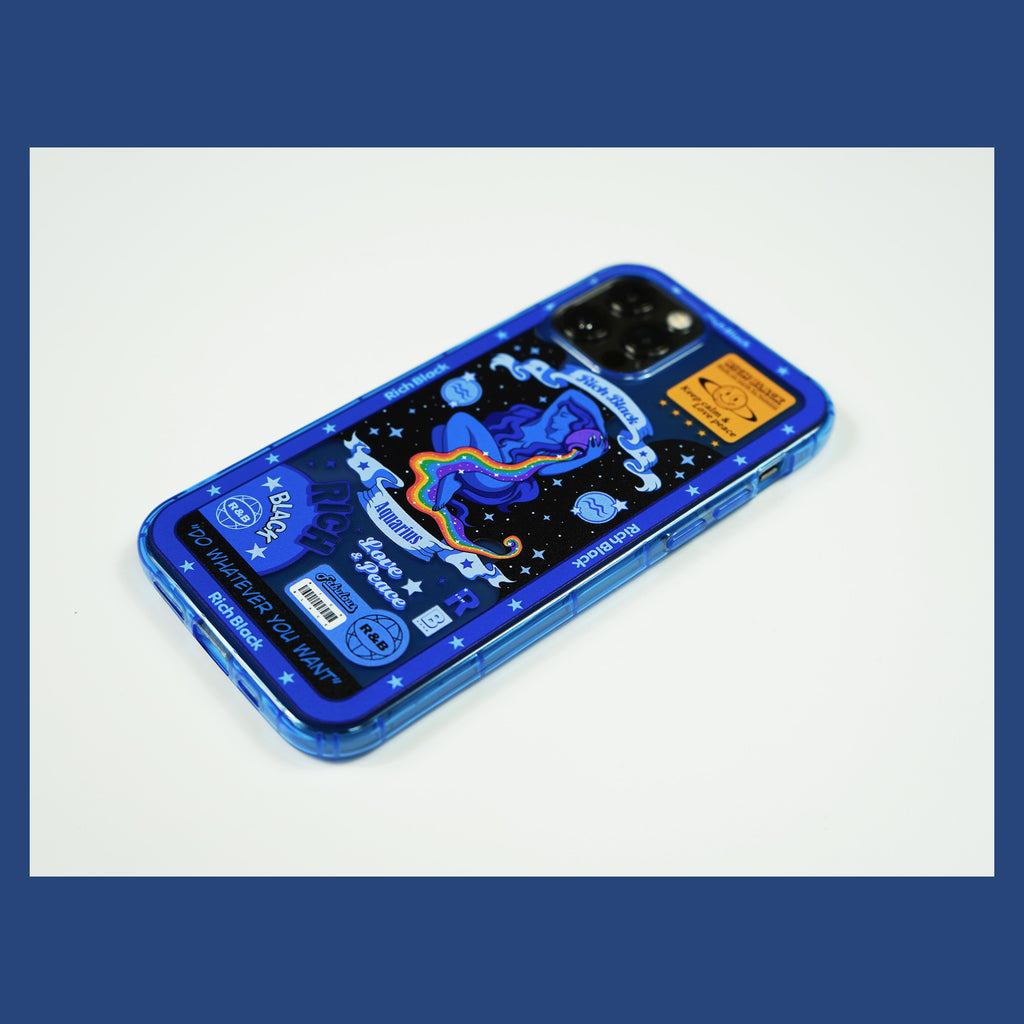 Vaporwave Fluorescent Blue Aquarius iPhone Case - Kasy Case
