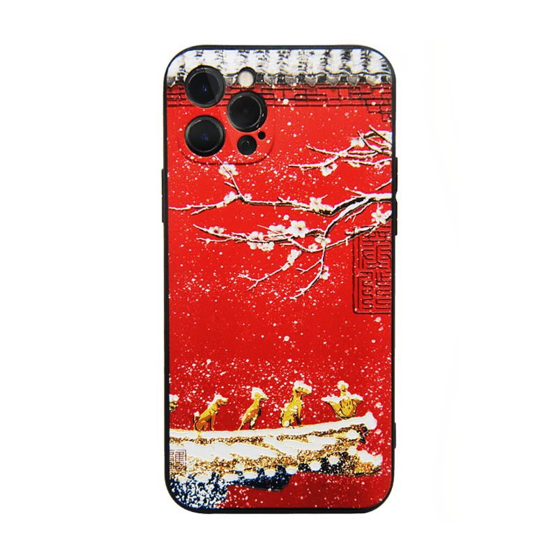 Relief Red Plum Blossoms iPhone Case - Kasy Case