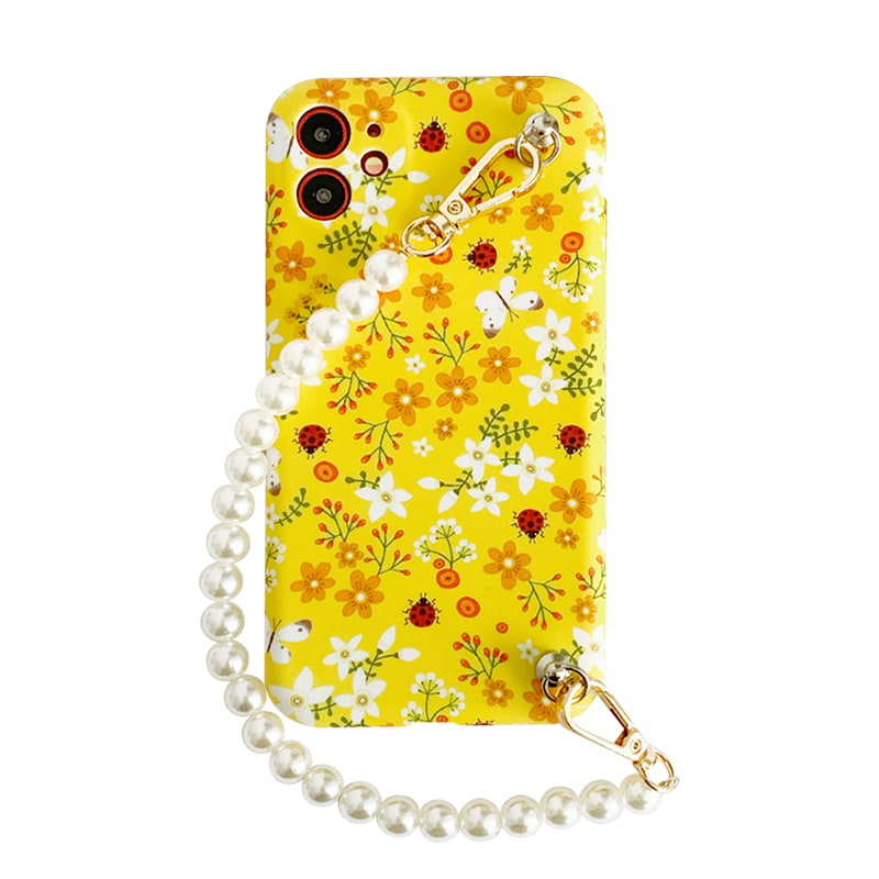 Vintage Yellow Flowers With Pearl Chain iPhone Case - Kasy Case