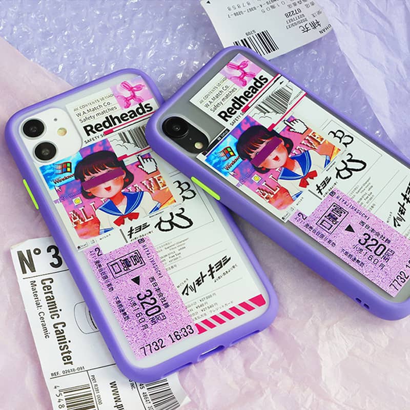 Vaporwave Retro Anime Labels iPhone Case - Kasy Case