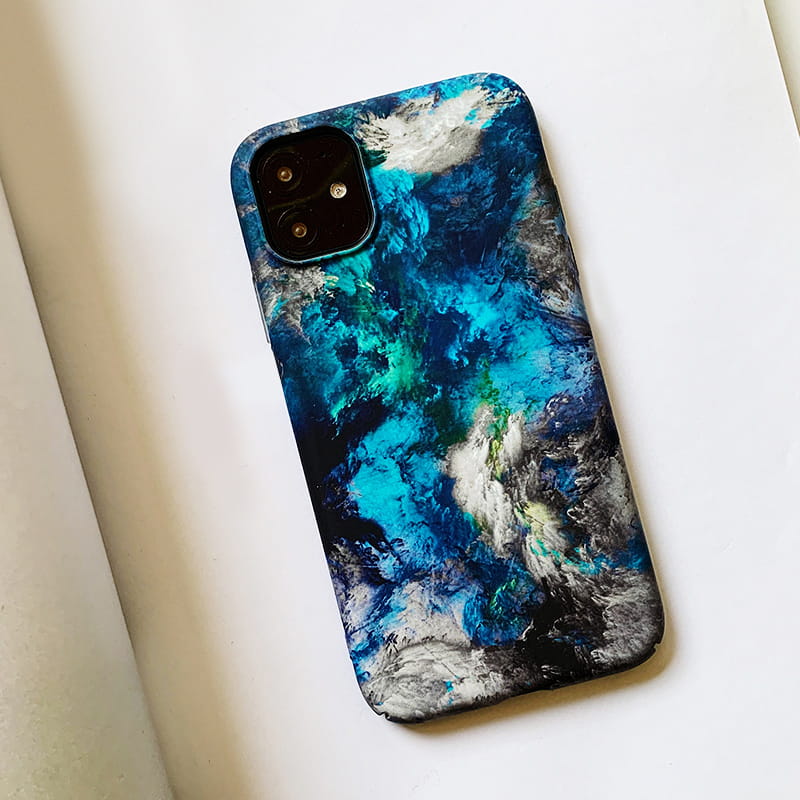 Blue Deep Sea Oil Painting iPhone Case - Kasy Case