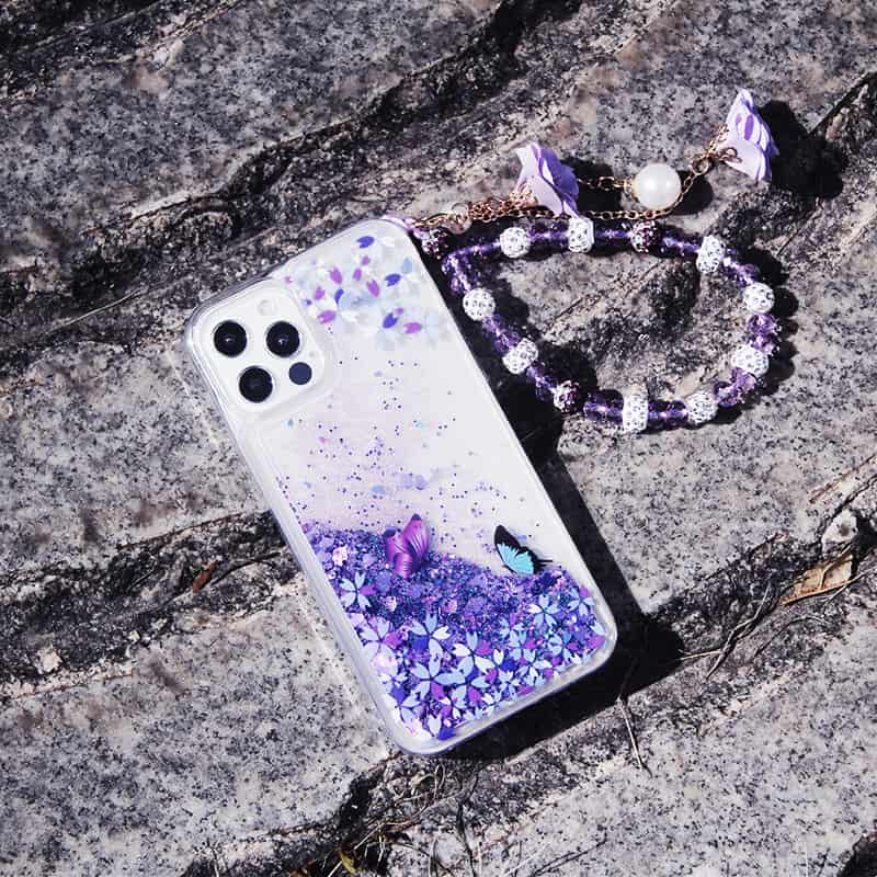 Quicksand Glitter Bling Purple Butterfly iPhone Case - Kasy Case