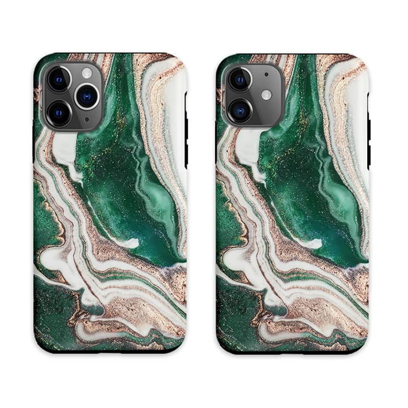 Marble Flowing Colors Green White iPhone Case - Kasy Case