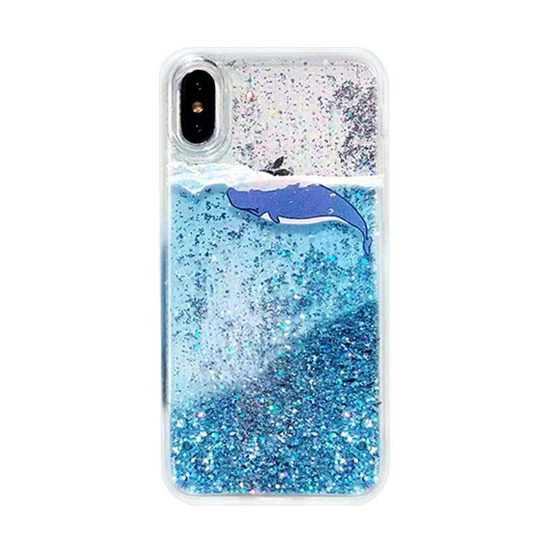 Liquid Glitter Blue Ocean Whale iPhone Case - Kasy Case