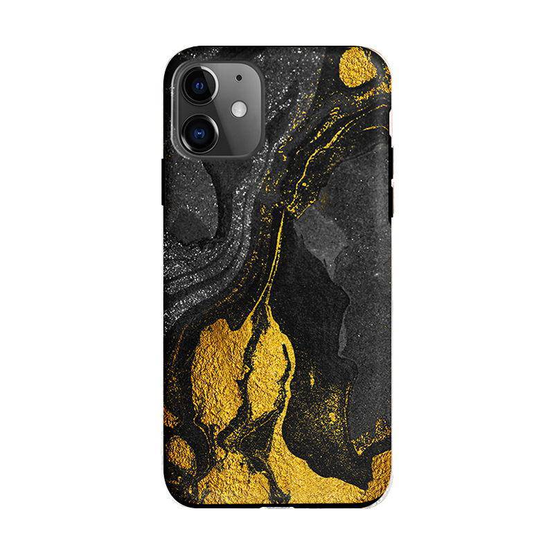 Marble Flowing Colors Black Gold iPhone Case - Kasy Case