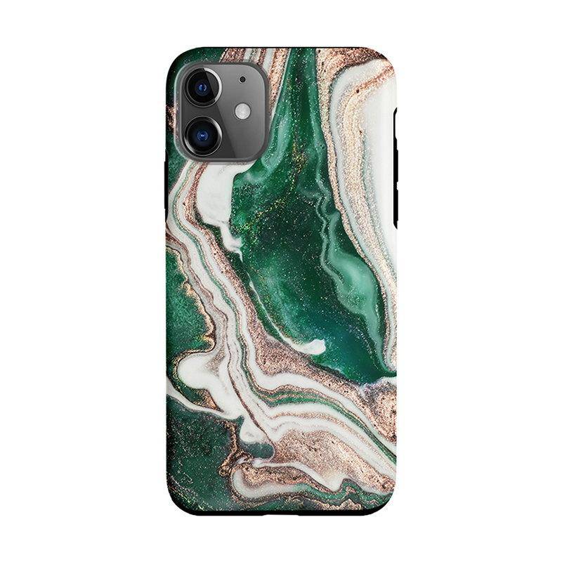 Marble Flowing Colors Green White iPhone Case - Kasy Case